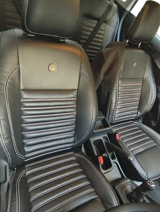 AUTOFIT LEATHER CAR SEAT COVER FOR (HYUNDAI I20 2014-2019) STITCHING DESIGN (COLOUR - BLACK PINK)