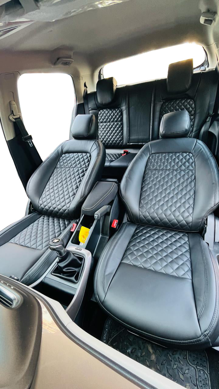 AUTOFIT LEATHER CAR SEAT COVER FOR (TATA ALTROZ) BURFI DESIGN (COLOUR FULL BLACK)