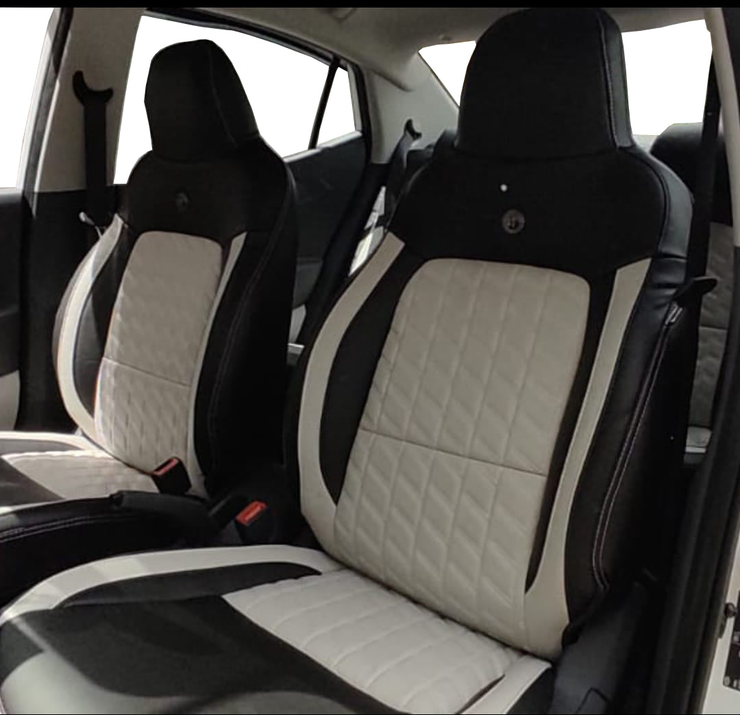 AUTOFIT LEATHER CAR SEAT COVER FOR (HYUNDAI EXTER) ECG DESIGN (COLOUR - I GREY BLACK)