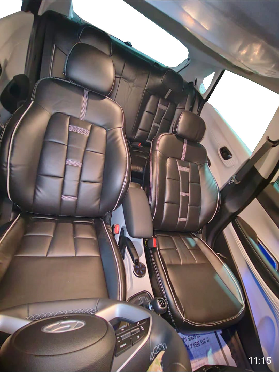 AUTOFIT NAPA LEATHER CAR SEAT COVER FOR (HYUNDAI I20 2020-2025) HIPO (COLOUR BLACK SILVER I GREY)