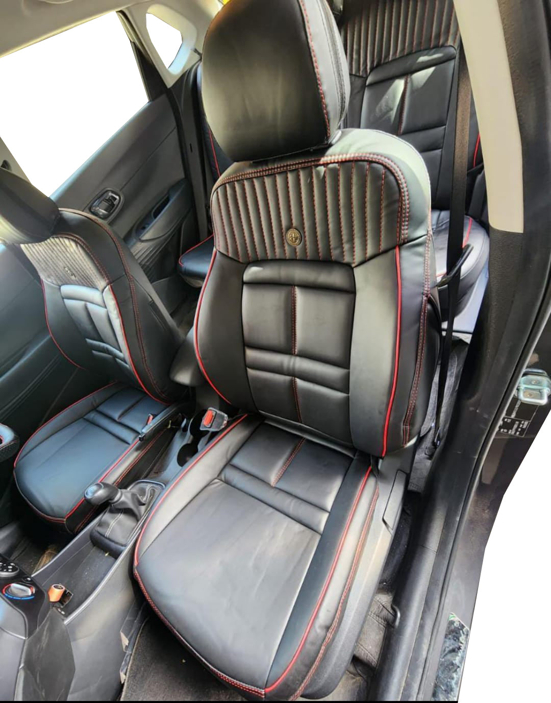 Leather Car Seat Covers Black And Red AUTOFIT NAPA LEATHER CAR