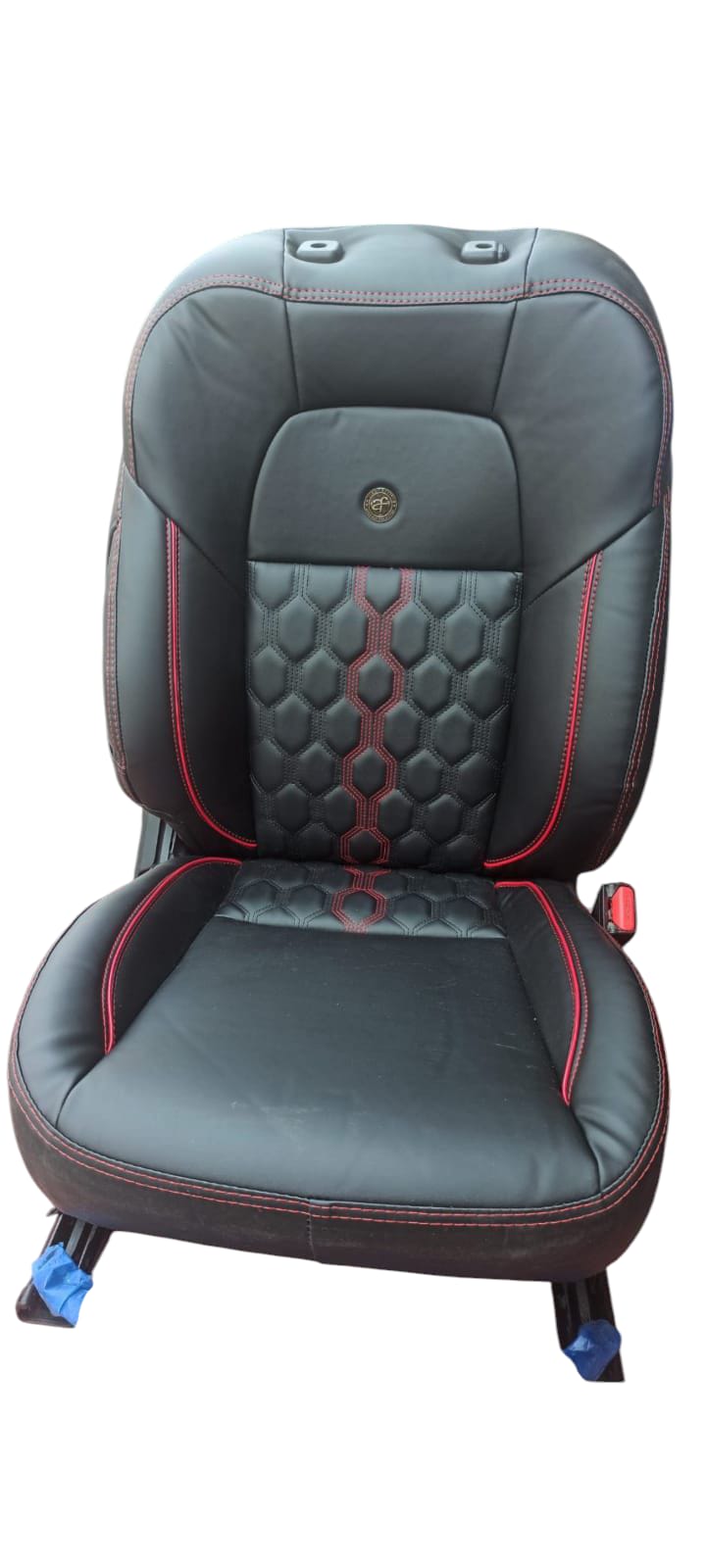 AUTOFIT NAPA LEATHER CAR SEAT COVER FOR (SWIFT DZIRE 2017-2025) NARROW DESIGN (COLOUR - BLACK RED)