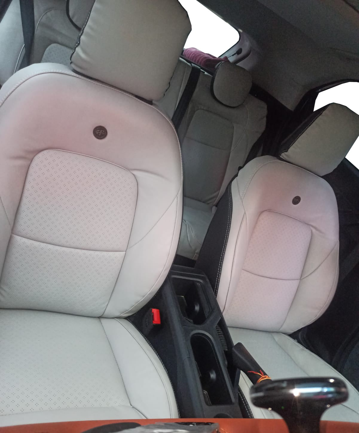 AUTOFIT NAPA LEATHER CAR SEAT COVER FOR (TATA NEXON 2023-2025) ORIGINAL+OR PUNCH DESIGN (COLOUR - I GREY BLACK)