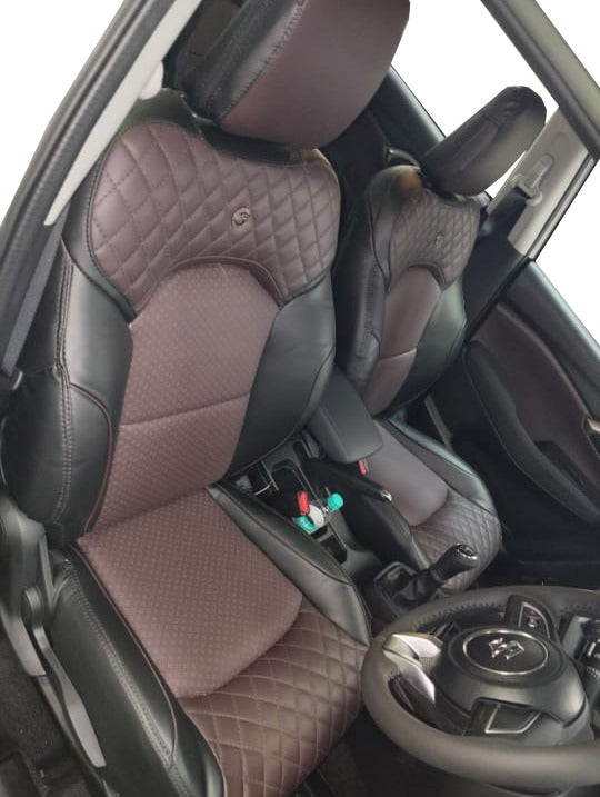 AUTOFIT LEATHER CAR SEAT COVER FOR (MARUTI GRAND VITARA) OE DESIGN (COLOUR D MAROON BLACK)