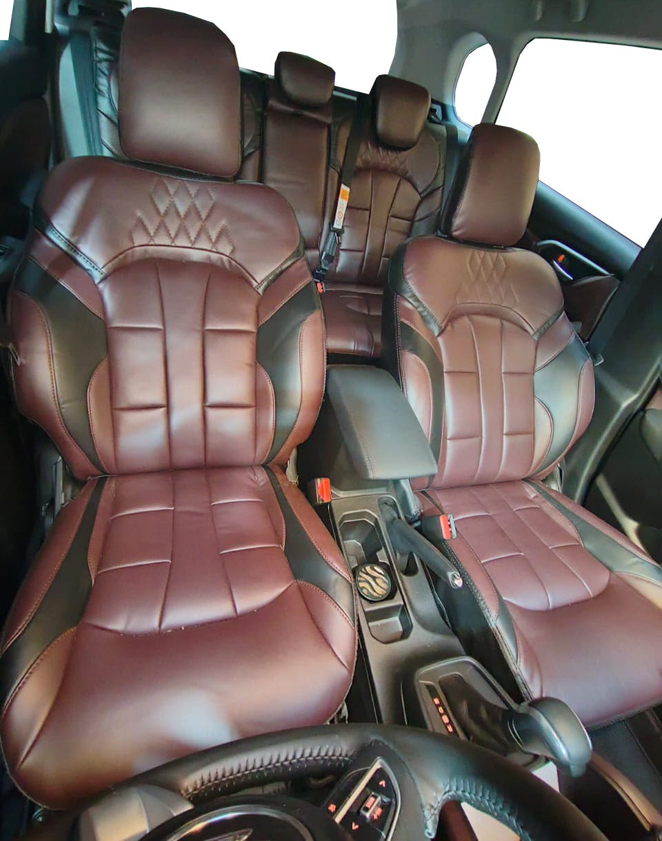 AUTOFIT LEATHER CAR SEAT COVER FOR (MARUTI GRAND VITARA) HIPPO PLUS DESIGN (COLOUR CHESTNUT BLACK)