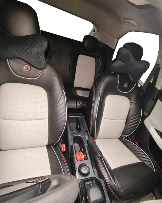 AUTOFIT NAPA LEATHER CAR SEAT COVER FOR (TATA NEXON 2023-2025) SIGNATURE DESIGN (COLOUR - I GREY BLACK)
