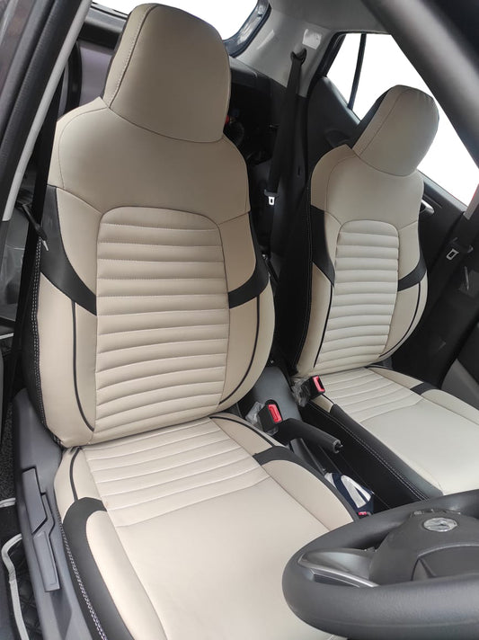 AUTOFIT LEATHER CAR SEAT COVER FOR (HYUNDAI EXTER) TOP-15 DESIGN (COLOUR - I GREY BLACK)