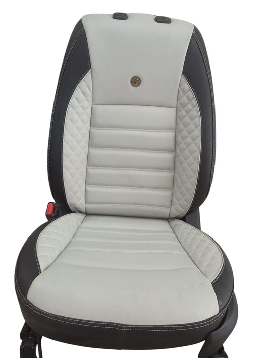 AUTOFIT NAPA LEATHER CAR SEAT COVER FOR (HYUNDAI I20 ELITE) TOP 47 PLUS DESIGN (COLOUR - I GREY BLACK)