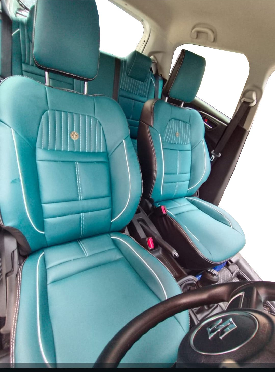 AUTOFIT NAPA LEATHER CAR SEAT COVER FOR (SWIFT 2018-2025) URBAN DESIGN (COLOUR - AQUA WHITE)