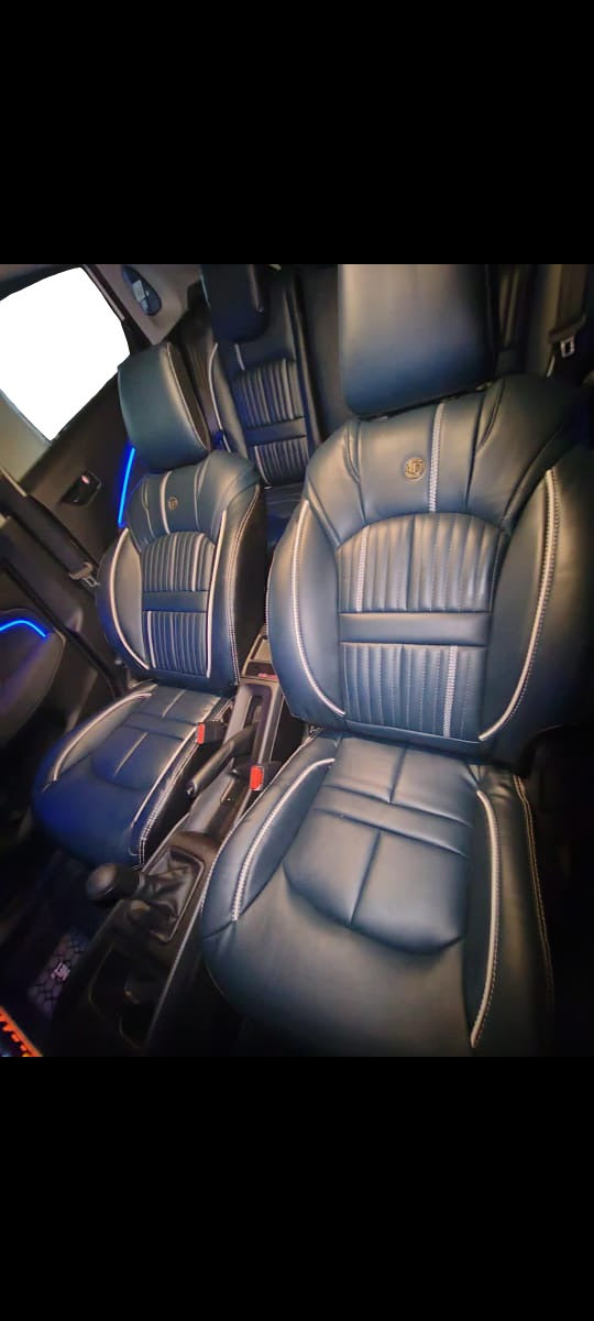 AUTOFIT LEATHER CAR SEAT COVER FOR (MARUTI BALENO) URBAN PLUS DESIGN (COLOUR DARK BLUE BLACK)