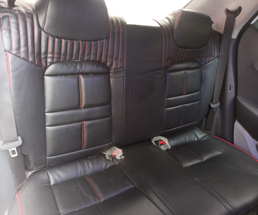 AUTOFIT LEATHER CAR SEAT COVER FOR (HYUNDAI I10 NIOS) URBAN DESIGN (COLOUR - BLACK RED)