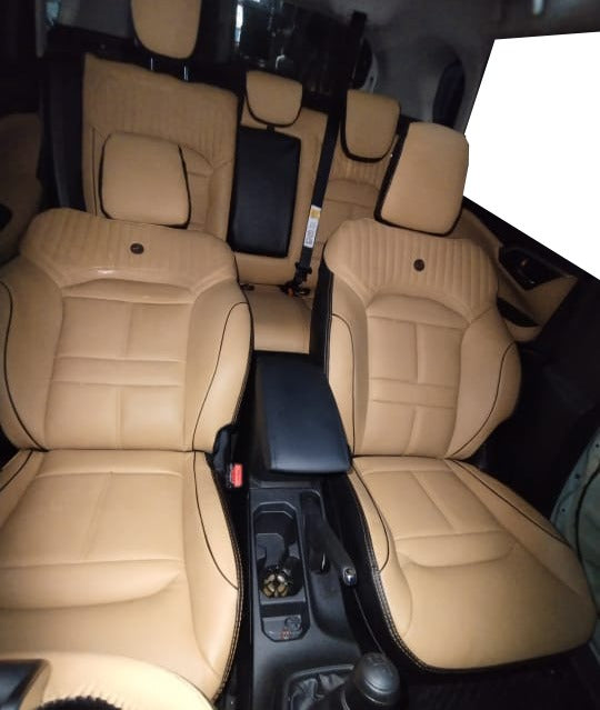 AUTOFIT LEATHER CAR SEAT COVER FOR (MARUTI GRAND VITARA) URBAN DESIGN (COLOUR BEIGE BLACK)