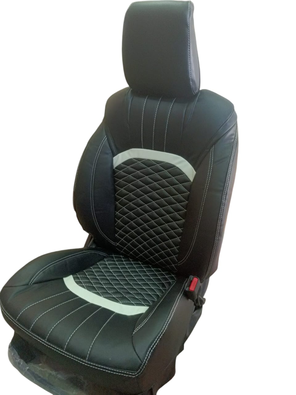 AUTOFIT LEATHER CAR SEAT COVER FOR (TOYOTA TAISOR) U-ULTRA DESIGN (COLOUR - BLACK SILVER I GREY)