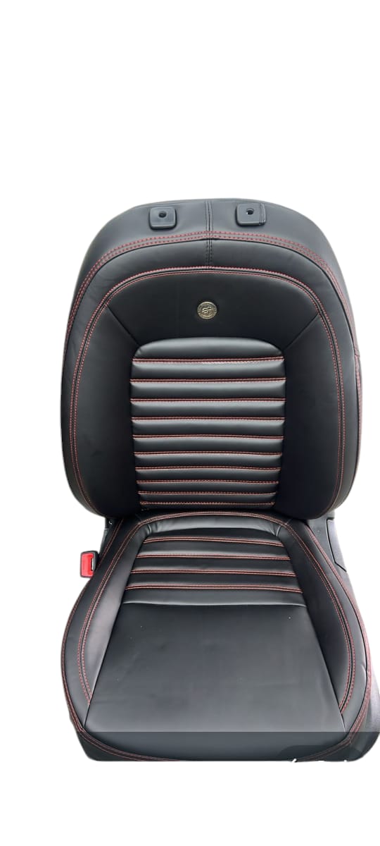 AUTOFIT NAPA LEATHER CAR SEAT COVER FOR (HYUNDAI VENUE) STITCHING (COLOUR BLACK RED)