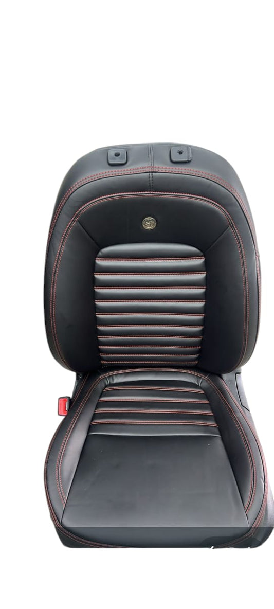 AUTOFIT NAPA LEATHER CAR SEAT COVER FOR (KIA SONET) STITCHING (COLOUR BLACK RED)