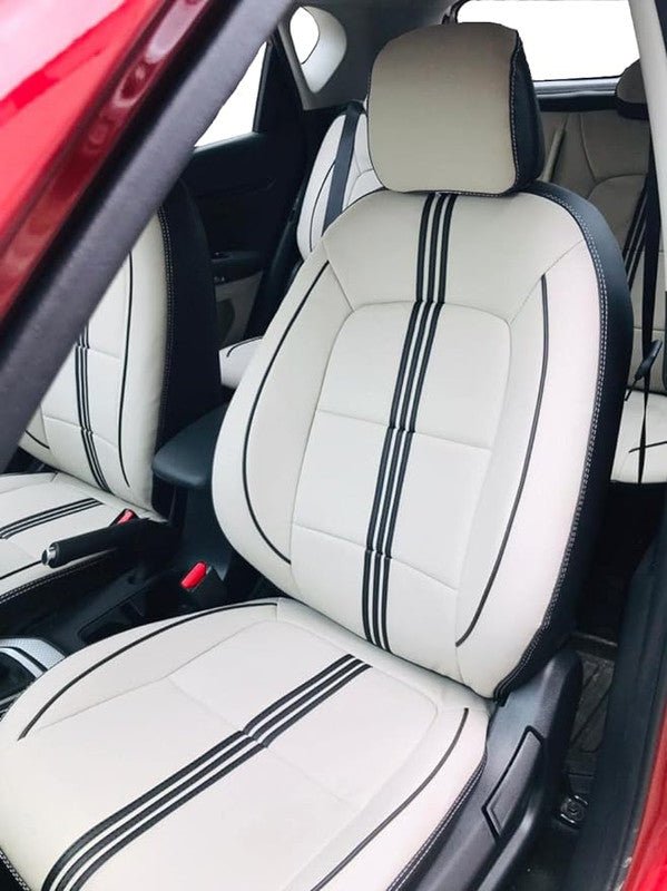 AUTOFIT NEPTUNE NAPA LEATHER CAR SEAT COVER FOR (HYUNDAI EXTER) U STRIP DESIGN (COLOUR - NEPTUNE NAPA MOON GREY BLACK)