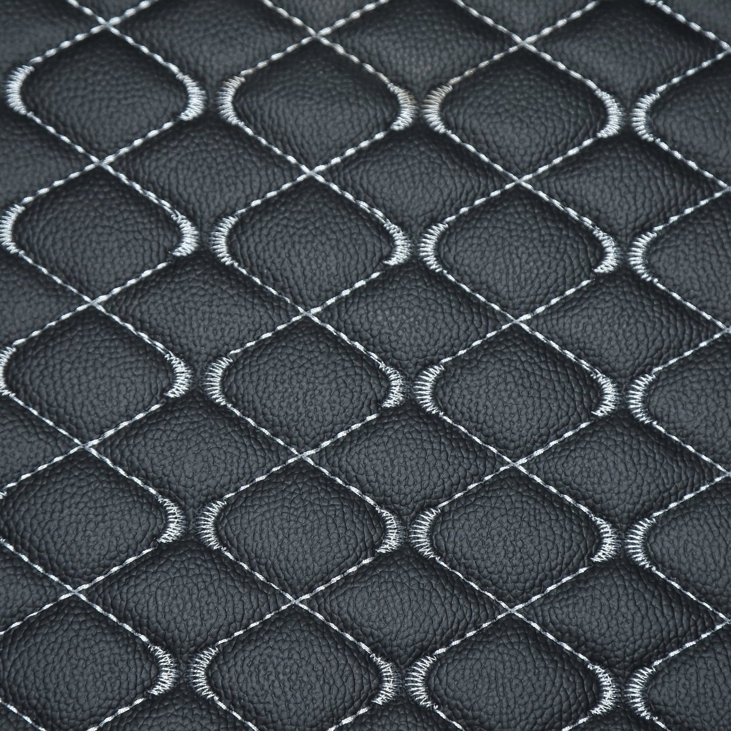 AUTOFIT 3 LAYER HEAT/WATER PROOF PU Leatherite Car Trunk/Boot/Dicky Mat FOR (BLACK AND SILVER LEATHER, HYUNDAI ALCAZAR) - Autofit