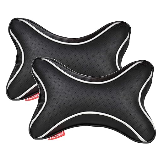 AUTOFIT Dots Car Seat Neck Rest Pillow Universal for All car Set of 2, Black Color - Autofit