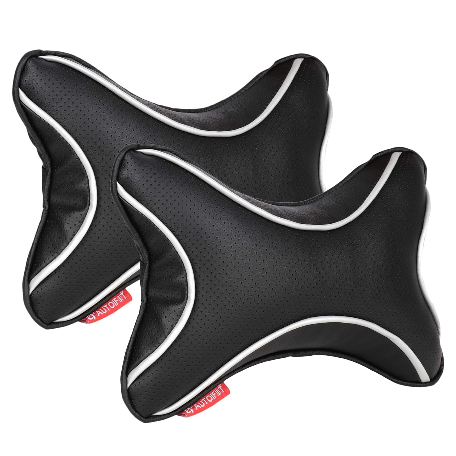 AUTOFIT Dots Car Seat Neck Rest Pillow Universal for All car Set of 2, Black Color - Autofit