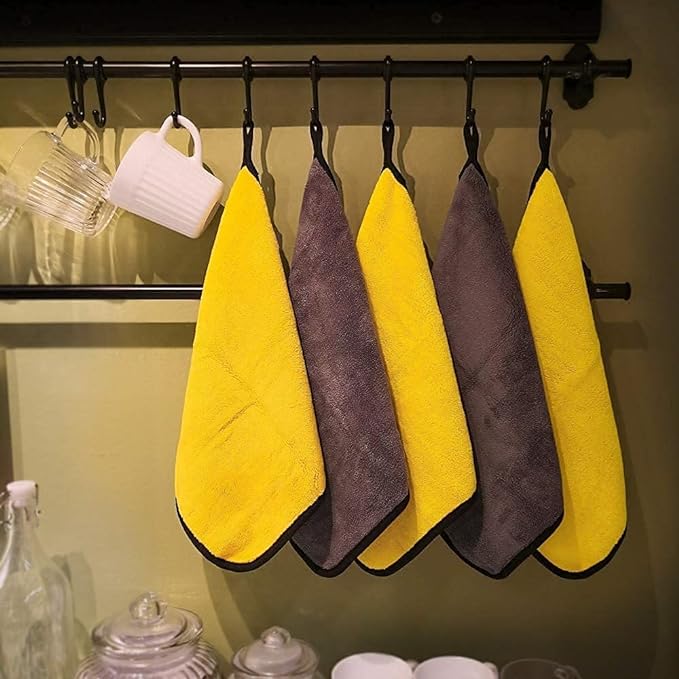 AUTOFIT Dual Sided, 650 GSM Microfiber Lint-Free Car Cleaning and Detailing Cloth Towels (Multicolor, 40cm x 40cm) - 2 Pieces (40 x 40, Grey-Yellow-Green) - Autofit