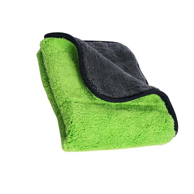AUTOFIT Dual Sided, 650 GSM Microfiber Lint-Free Car Cleaning and Detailing Cloth Towels (Multicolor, 40cm x 40cm) - 2 Pieces (40 x 40, Grey-Yellow-Green) - Autofit