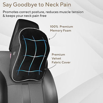 AUTOFIT Car Neck Rest Pillow – Ultra-Soft, Superior Neck Support Cushion for Comfortable Rides, Hi-Per Foam Headrest with Washable Velvet Cover