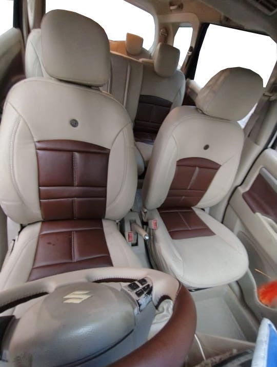 AUTOFIT LEATHER CAR SEAT COVER FOR (MARUTI ERTIGA 2018-2025) URBAN DESIGN (COLOUR CHESTNUT BEIGE)