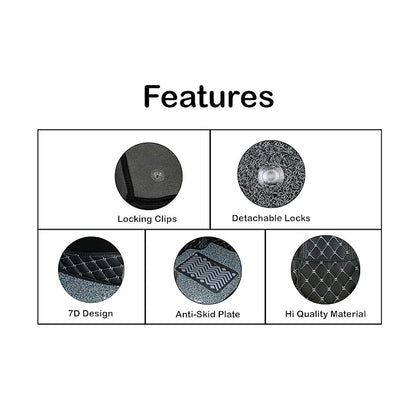 AutoFit/Premium 7D car mat Full Set || Luxury Leather Double Car Floor Mat Complete Set || 100% Waterproof and Washable || Color : Black, for HONDA AMAZE 2019) - Autofit