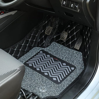 AutoFit/Premium 7D car mat Full Set || Luxury Leather Double Car Floor Mat Complete Set || 100% Waterproof and Washable || Color : Black, for HONDA AMAZE 2019) - Autofit