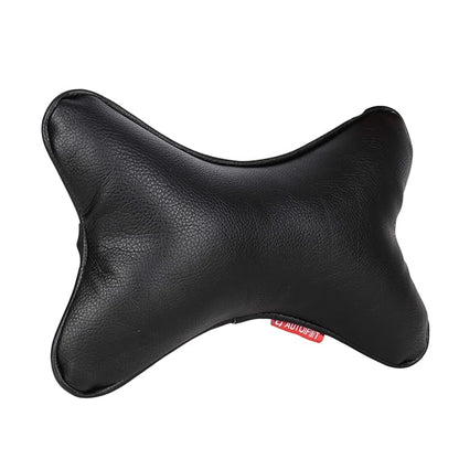 AUTOFIT Black Leather Neck Rest Pillow for car (Set of 2 Pieces) Universal for All Cars - Autofit