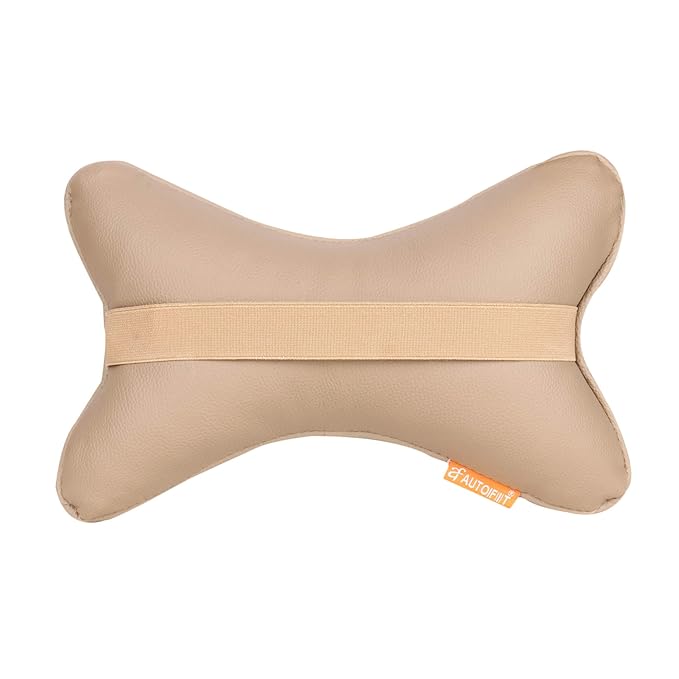 AUTOFIT Car Neck Rest Pillow for All Cars, (Beige Dot) - Set of 2 - Autofit