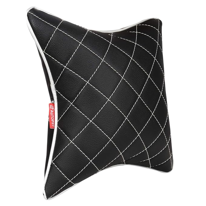 AUTOFIT Double Quilted Car Cushion Combo Set Universal for All Cars (Set of 2 Pieces) Black and Silver - Autofit