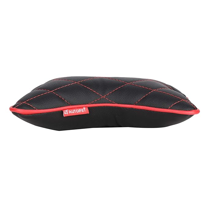 AUTOFIT Double Quilted Car Neck Rests Cushions - Universal for All Cars (Set of 2 pieces) Black And Red - Autofit