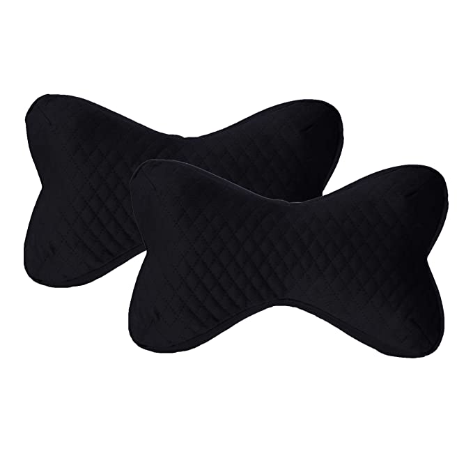 AUTOFIT Memory Foam Bone Shaped CAR Neck Pillow in Black (Combo KIT) - Autofit