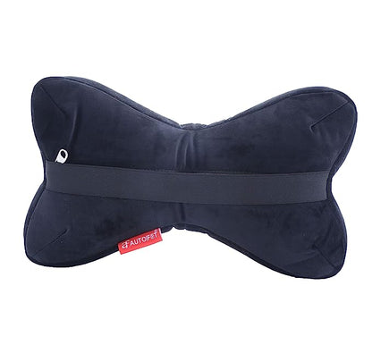 AUTOFIT Memory Foam Bone Shaped CAR Neck Pillow in Black (Combo KIT) - Autofit