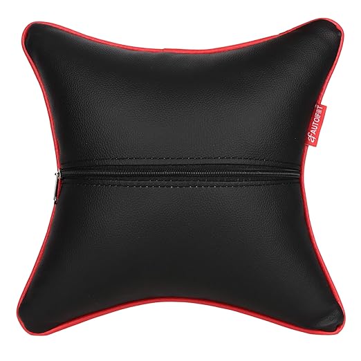 AUTOFIT Premium Black and Red Double Quilted Car Cushion Set of 2 Universal for All Cars - Autofit