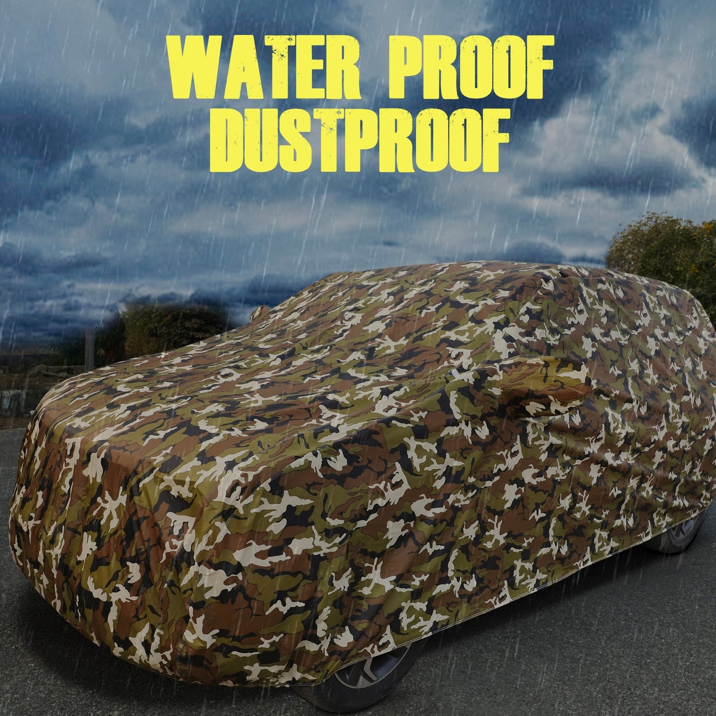 AUTOFIT Waterproof Car Body Cover with Mirror and Antenna Pockets (Camouflage Design) (Spyro Jungle, MARUTI ZEN ESTILO) - Autofit