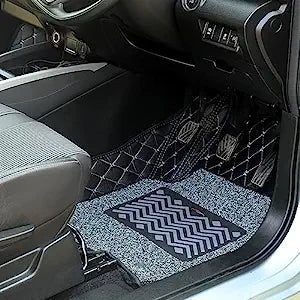 AutoFit/Premium 7D car mat Full Set || Luxury Leather Double Car Floor Mat Complete Set || 100% Waterproof and Washable || Color : Black (Hyundai Creta 2020-2023) - Autofit